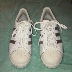 Gold and White Adidas Superstars